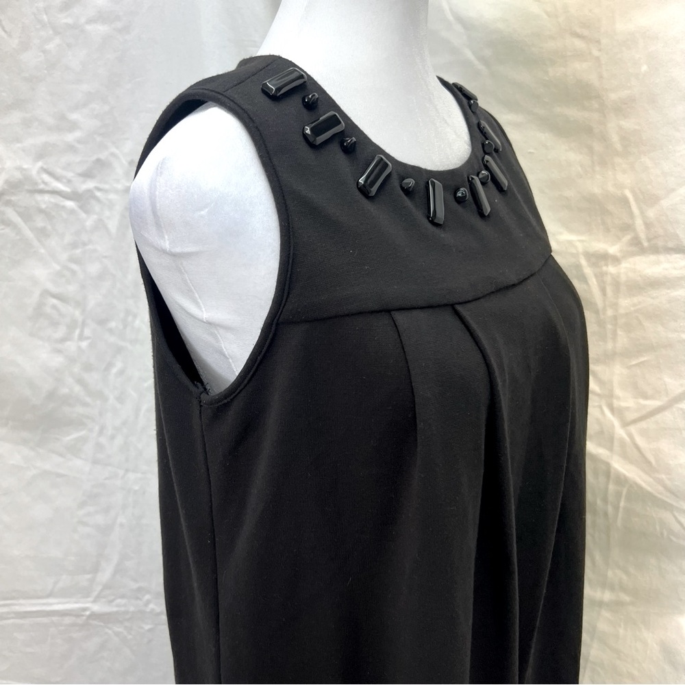 A.P.N.Y. Black sleeveless dress with black gem accents and box pleats. - Picture 5 of 7